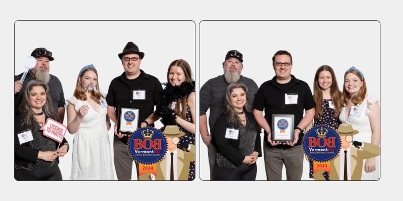 Some of the Eternity crew in a photobooth at the Best of Business Awards Event